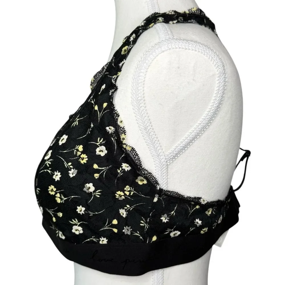 ▪️|EUC| VS PINK Lace Trim Padded Floral Strappy Bralette - Picture 4 of 8